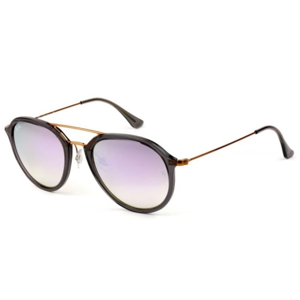 Ray-Ban Round Sunglasses with Purple Gradient Lenses and Brown Frame
